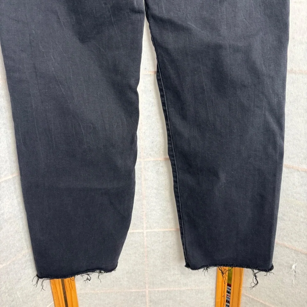 Express Wide‎ Leg High Rise Stretch Jeans Faded Black Raw Hem Womens 8R